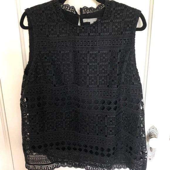 ANTHROPOLOGIE DANIEL RAINN LOURDES BLACK LACE EYELET TANK TOP XL - Picture 4 of 13